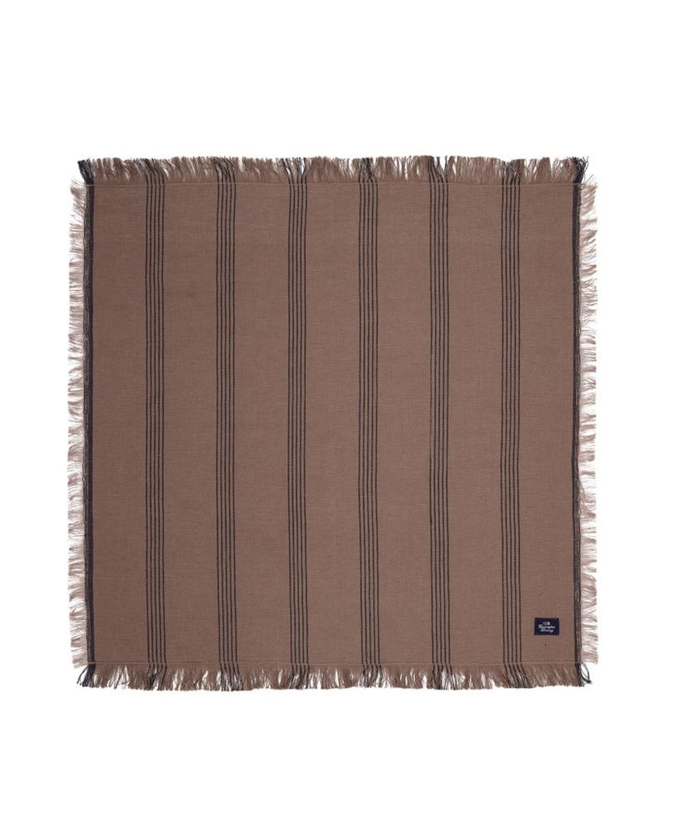 Striped linen/cotton napkin, stone/black