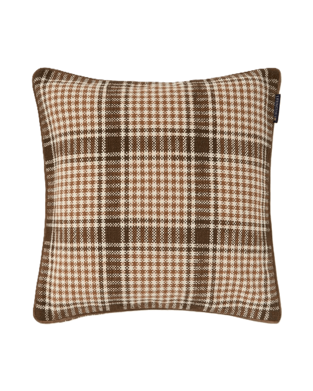 Checked putetrekk 50x50, brown/fudge/light beige