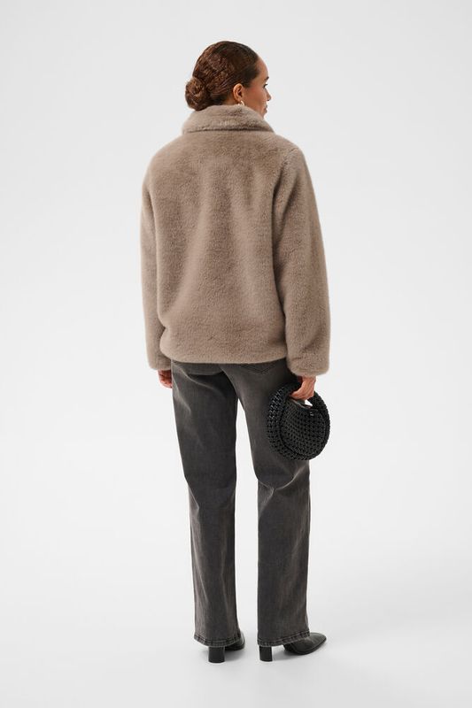 KArosa jakke i fuskepels, taupe gray