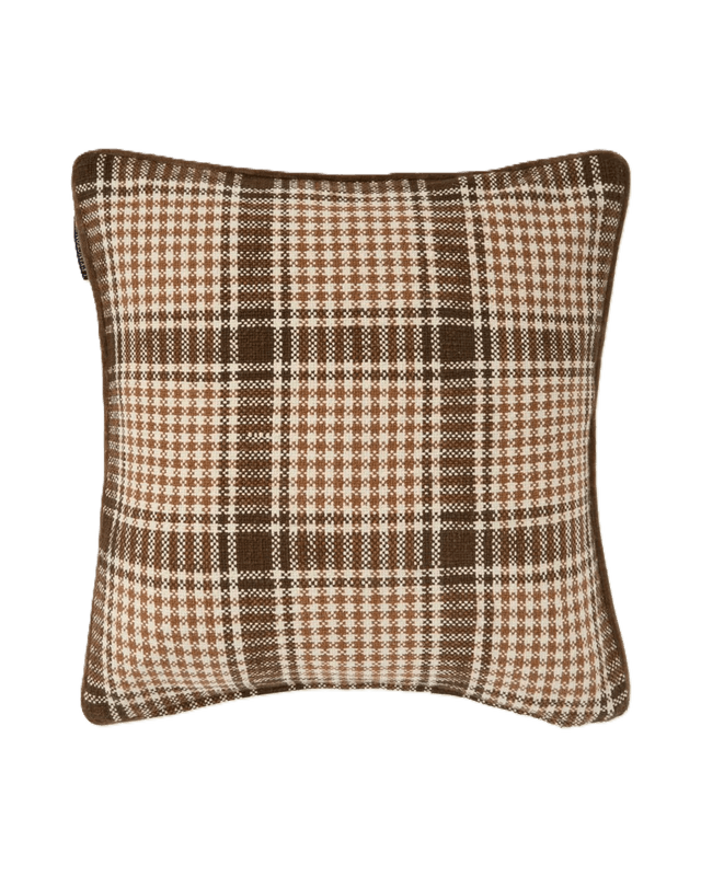Checked putetrekk 50x50, brown/fudge/light beige