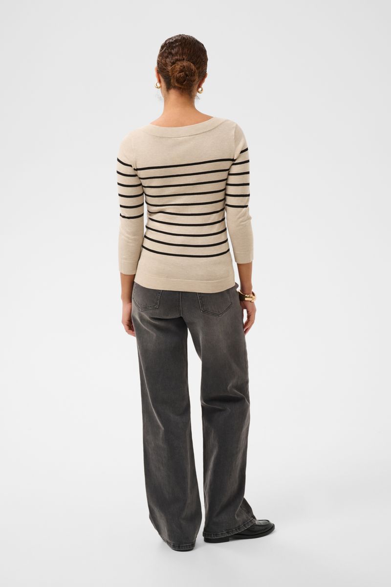 KAlizza boatneck pullover, feather grey melange/black/multi color
