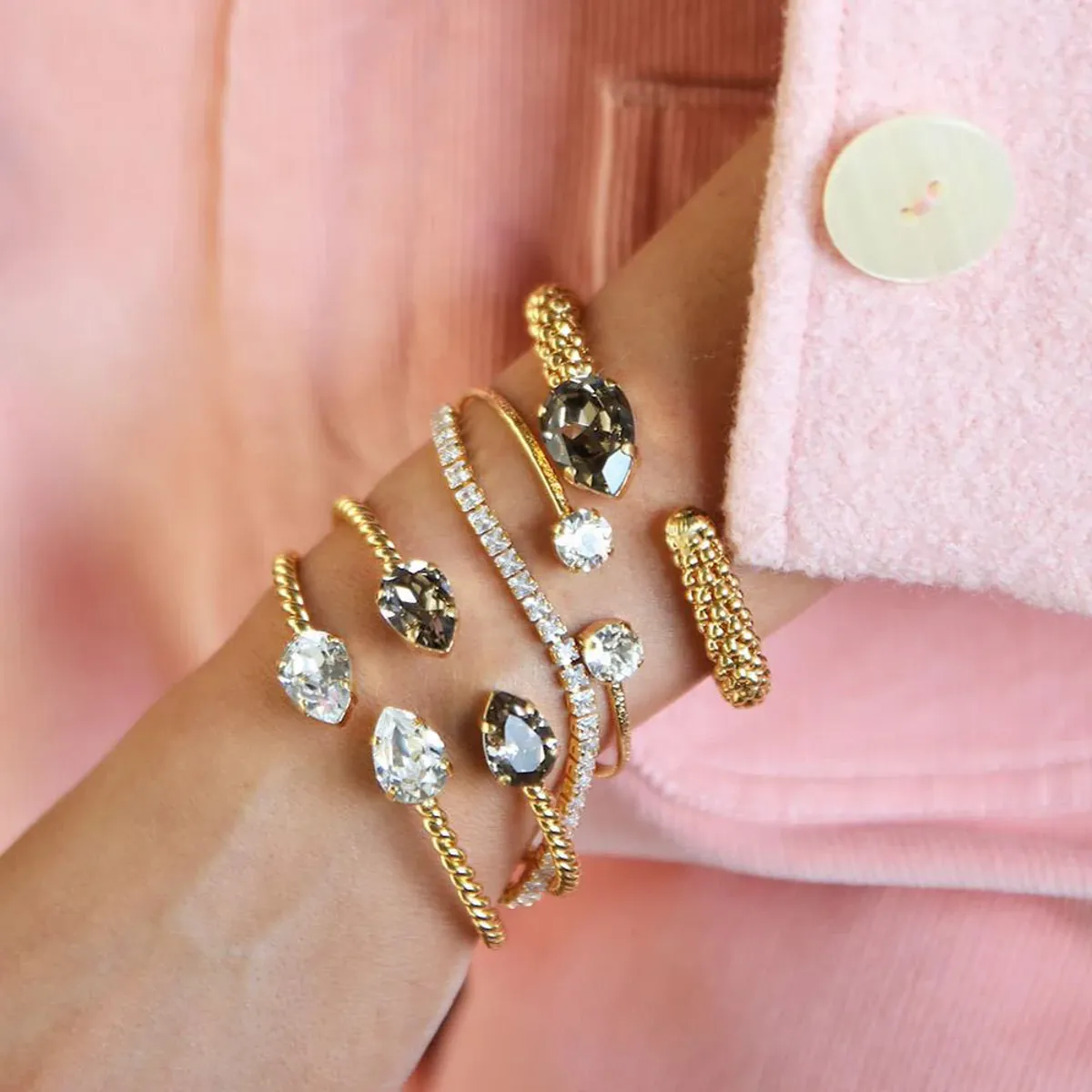 Mini Drop bracelet gold, greige