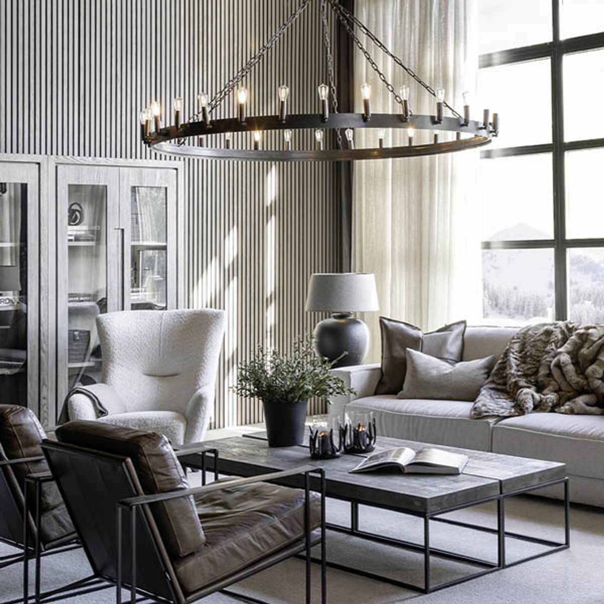 Crown L taklampe, antique iron