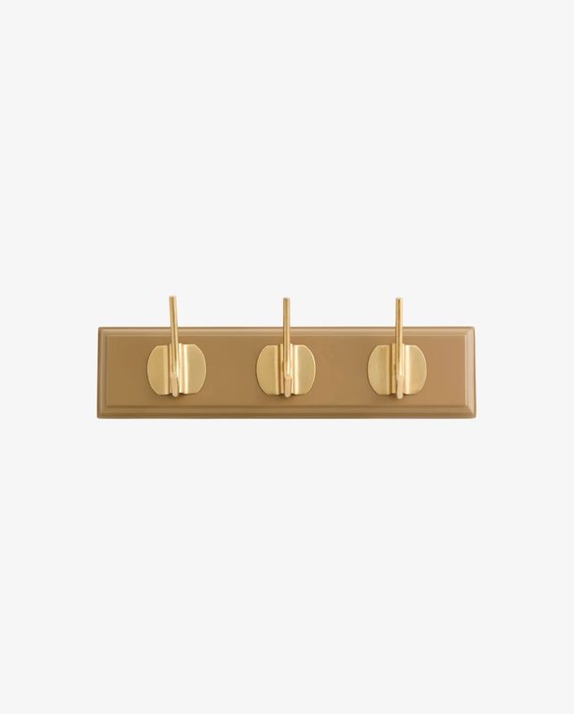 EDGY coat rack, 3 hooks - camel/messing