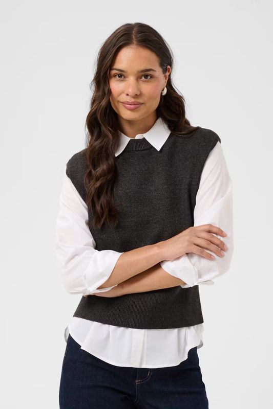 KAbarbara knit vest, dark grey melange