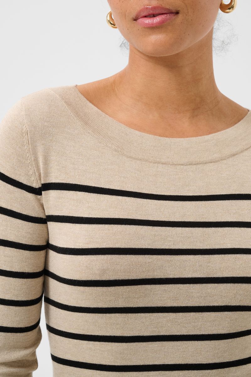 KAlizza boatneck pullover, feather grey melange/black/multi color