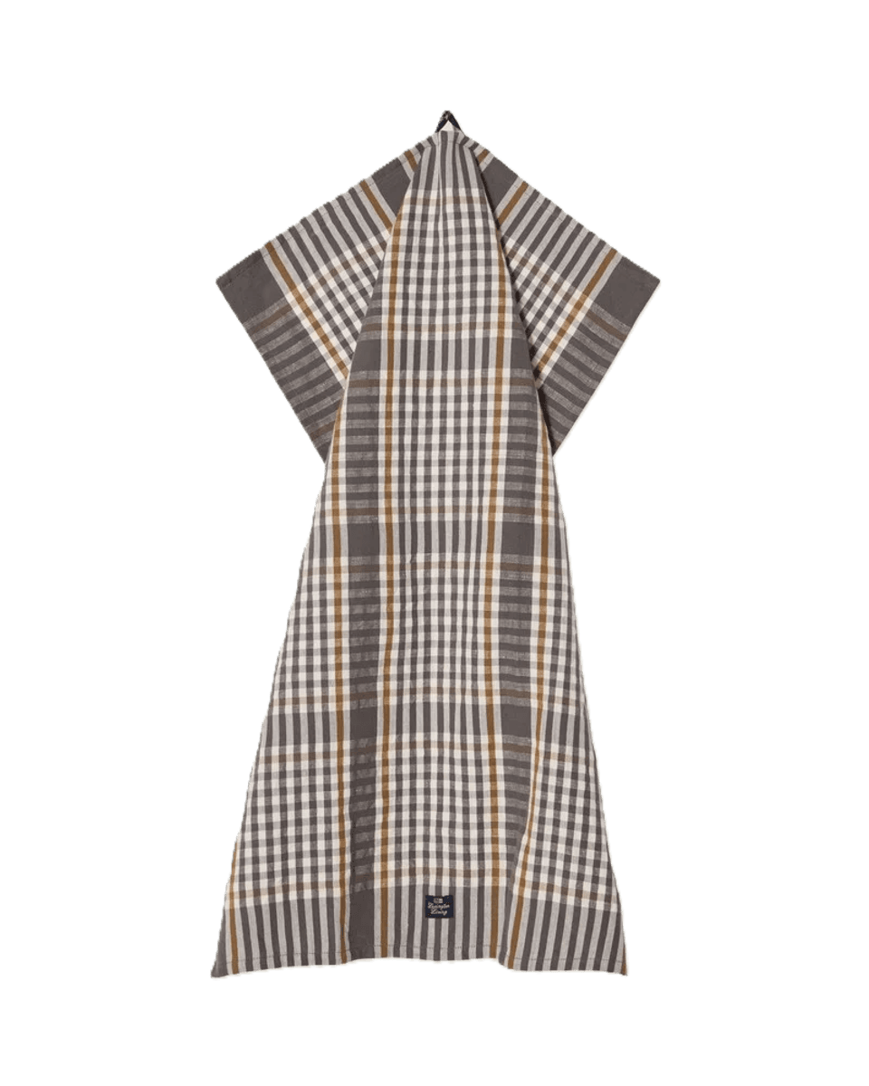 Checked kitchen towel, gray/white/fudge