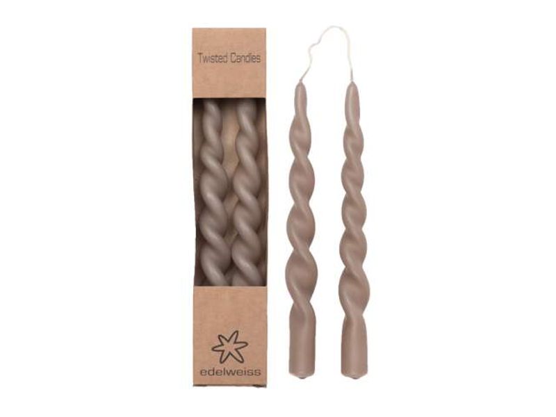 Twisted Candles 2stk, Simply Taupe
