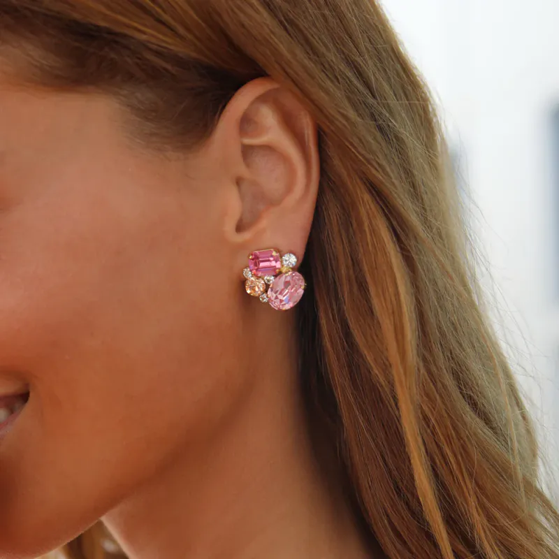 MINI CAROLINA EARRINGS / PINK COMBO