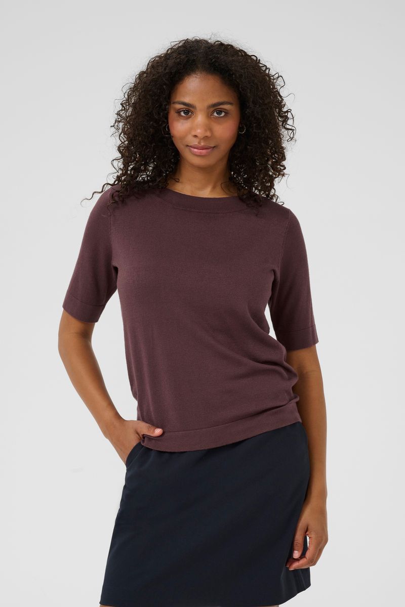 KAlizza boatneck solid pullover, fudge