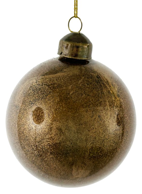 Juletrekule glass 8 cm, light gold mixed with glitter inside