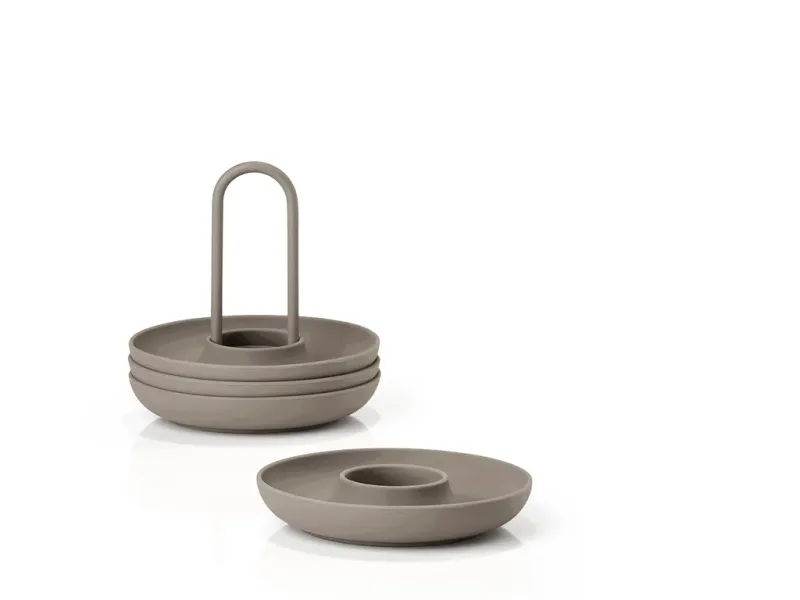 Eggeglass 4 stk, taupe