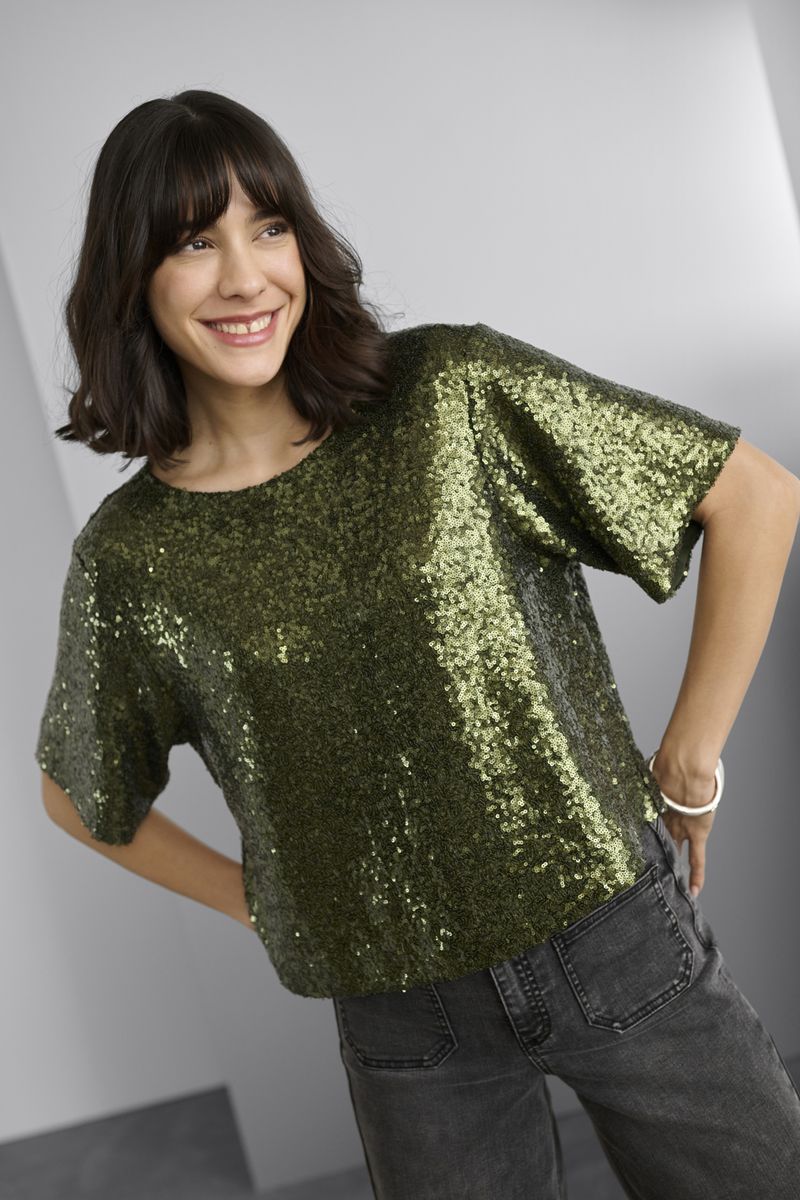 KAmiranda sequin blouse, ivy green